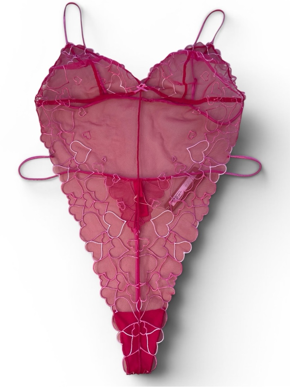 NWT SKIMS Pink Heart Mesh Teddy 2X Sheer Valentine Bodysuit